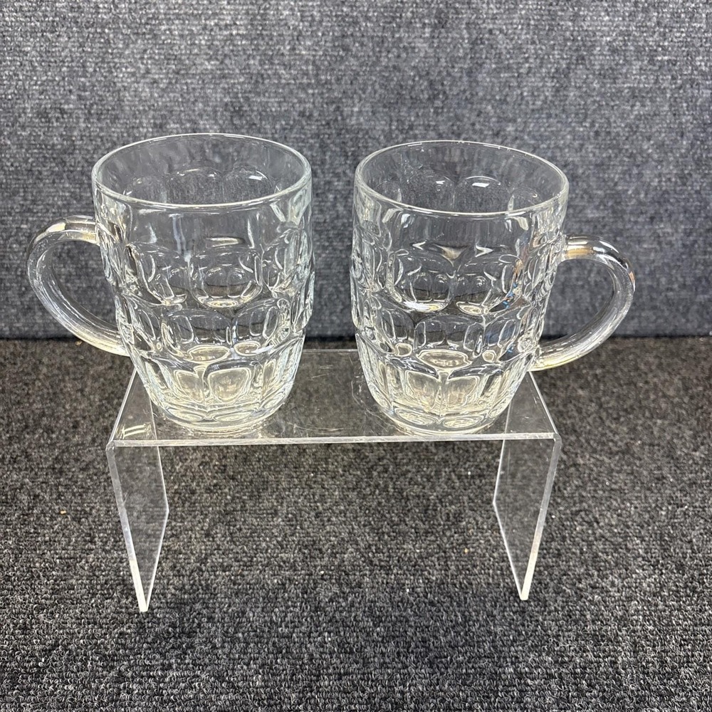 Vtg~Arcoroc France~Clear Glass Beer Mug~Set of 2